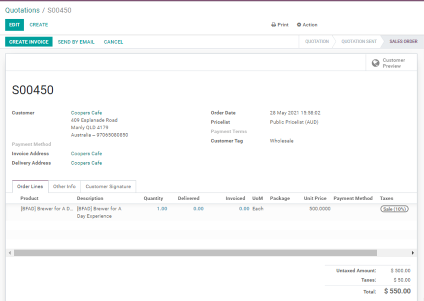 Odoo Sales Module Screenshot 3