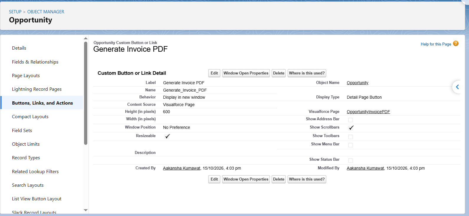 Opportunity Page Layout