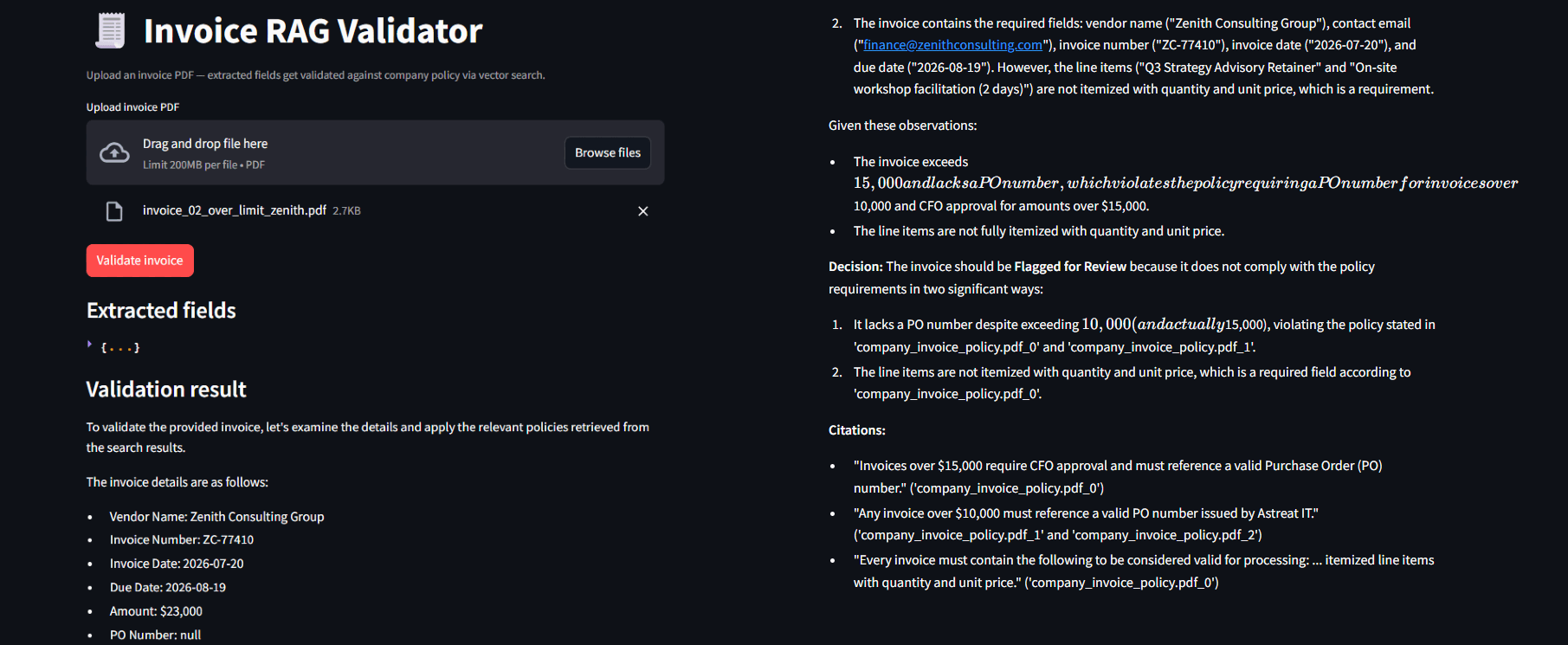 RAG validator
