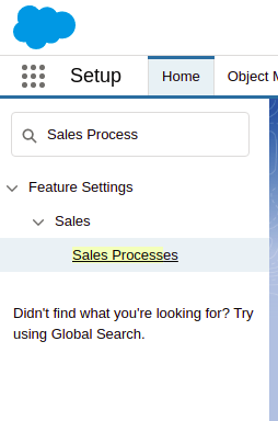 Search Sales Processes in the Quick find box