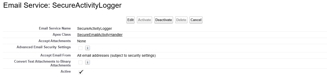 Secure Email Activity Handler