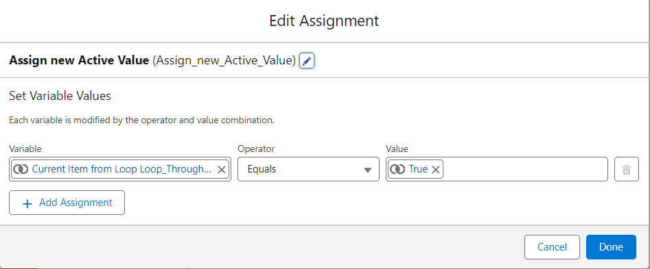 Use Assignment element