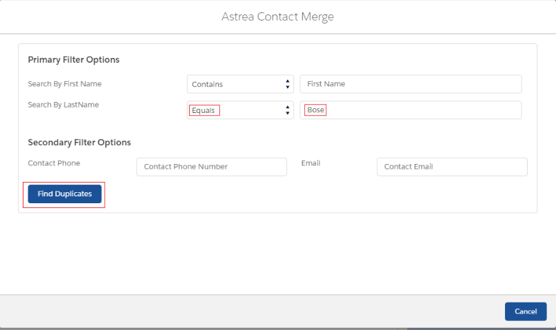 Astrea Contact Lead Merge Lightning Component