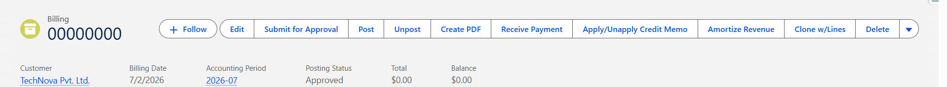 invoice header