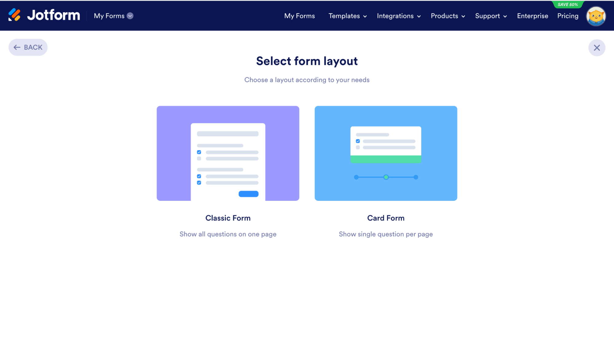 single page form
