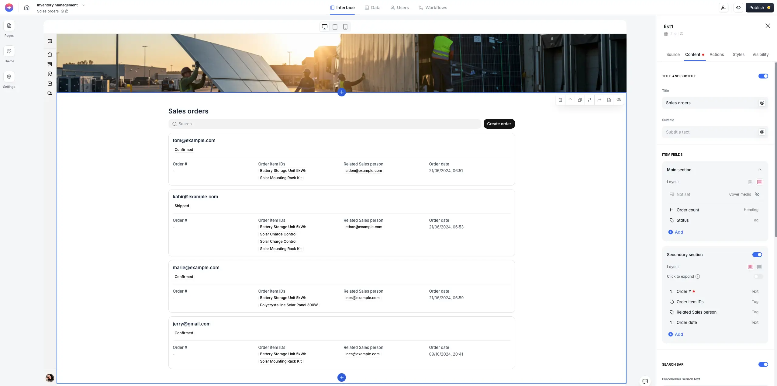 softr builder interface